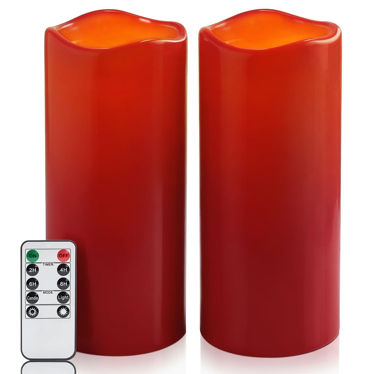 Homemory 4"x10" Burgundy Flameless Candles, Red Candles, Outdoor Waterproof Flameless Candles with Remote and Timers, Battery Operated LED Pillar Candles, Christmas Decor, Won't Melt Plastic, Set of 2