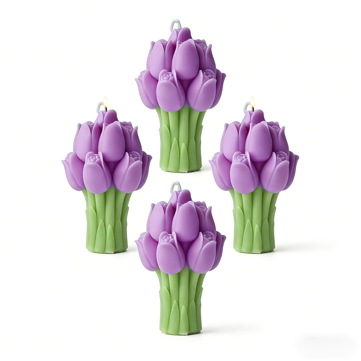 Scented Candles Set for Women Mom,4 Pack Aromatic Tulip Bouquet-Shaped Candle Ornament for Home, Yellow Soy Candles for Living Room and Bedroom, Birthday Bridesmaid Gift Valentines Day Candle
