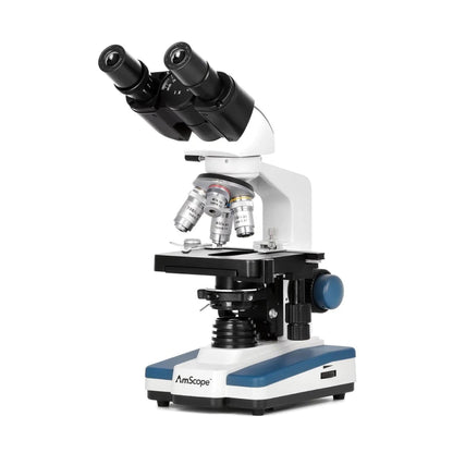 AmScope B120 Series Student & Professional LED Binocular Compound Microscope - 40X-2500X Magnification - Includes 0.3MP USB 2.0 Camera & Siedentopf Head