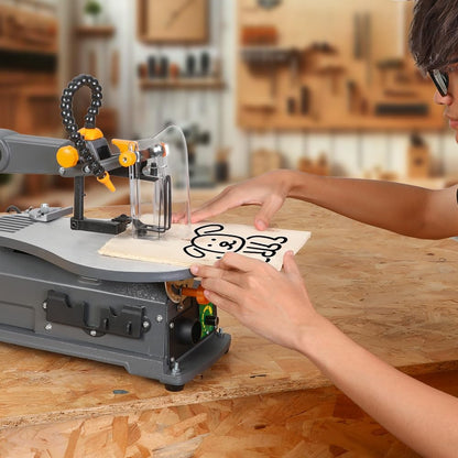 Hoteche 16-inch Power Scroll Saws for Woodworking, 1.2-Amp, Variable Speed, with Large Tilting Working Table and Integrated Dust Port