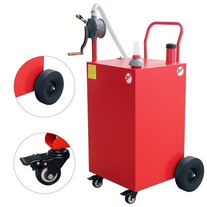 45 Gallon Fuel Caddy, Gas Storage Tank on 4 Wheels with Manual Transfer Pump, Gasoline Diesel Fuel Container for Cars, Lawn Mowers, ATVs, Boats