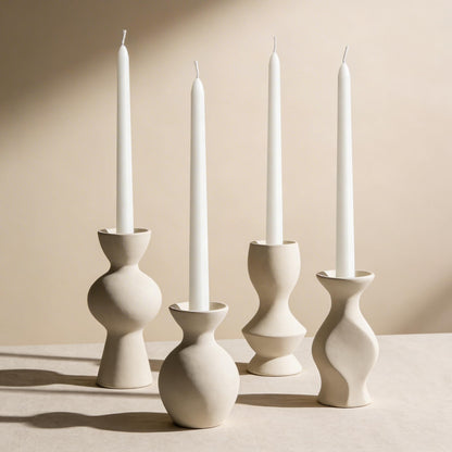 Viyffo Taper Candles, 10 Inch, 4 Pack, White – Unscented, Dripless & Smokeless Design, Up to 8-Hour Burn – Tall Candlesticks for Wedding, Dinner & Home Decor