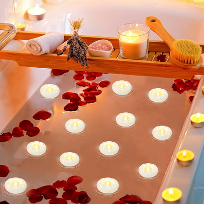 PUNPUBA 3”Plastic Flameless Led Floating Candles, 12pack Tealights Battery Operated Flickering 100+ Hour Waterproof for Cylinder Vases, Centerpieces at Wedding, Party, Pool, Holiday (White)
