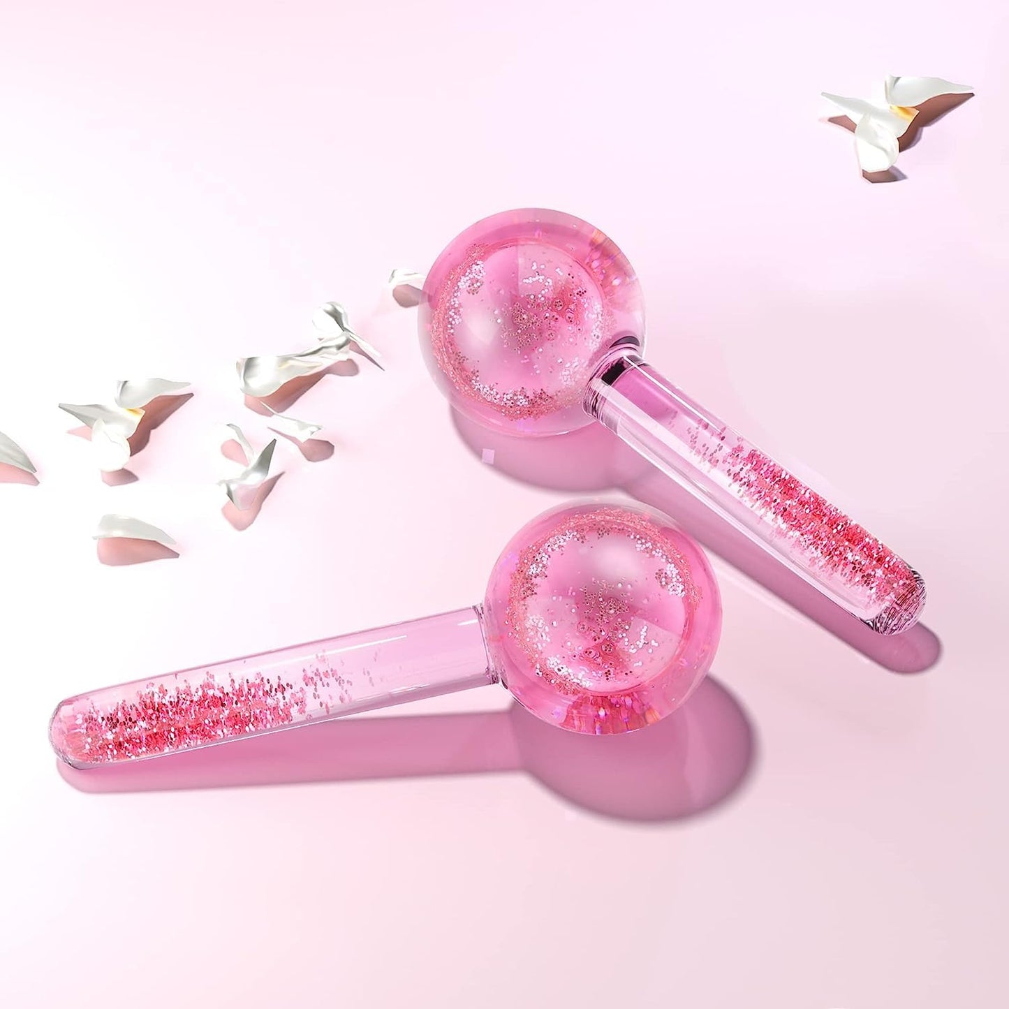 Lazzybeauty Ice Globes for Facial, 2 PCS Cooling Globes Set for Eye & Neck, Cold Glass Ice Roller Ball, Cryo Sticks Face Globes, Tighten Skin, Reduce Puffiness and Dark Circles, Enhance Circulation