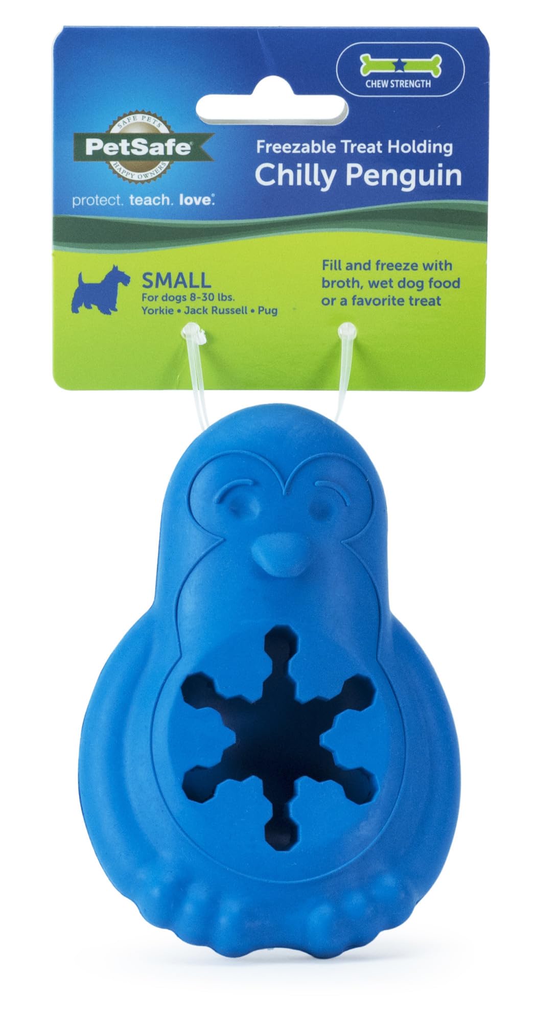 PetSafe Chilly Penguin, Freezable Dog Toy for Small Dogs, Fill and Freeze, Frozen Dog Toy to Fill with Treats, French Vanilla Scented, Interactive Pet Puzzle for Boredom or Separation Anxiety, Small