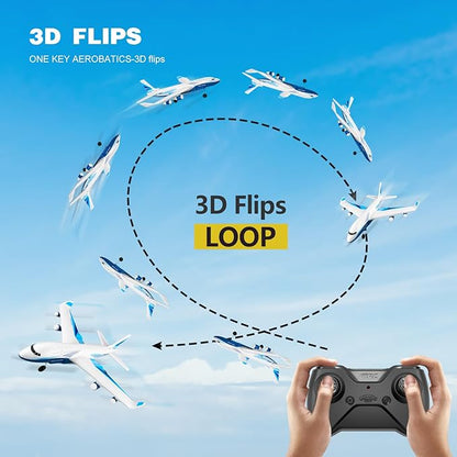 4DRC Remote Control Airplane for Kids Boys Adults G2 Remote Control Plane Jet for Beginners Adult Ready to Fly Airplane with One Key Aerobatic LED Light RC Plane for Kids 2 Battery