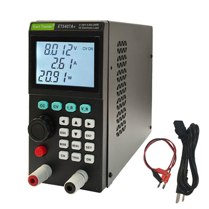 ET5407A+ Programmable DC Electronic Load 200W 0–180V 0–30A 1mV/1mA High-Resolution Battery Power Supply Tester with CC/CV/CR/CP Modes USB Control LCD Display for Lab R&D