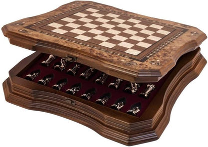 Handmade Chess Set Mosaic Art 15 - Wooden Chess shess Board with Metal Chess Pieces- Gift Item