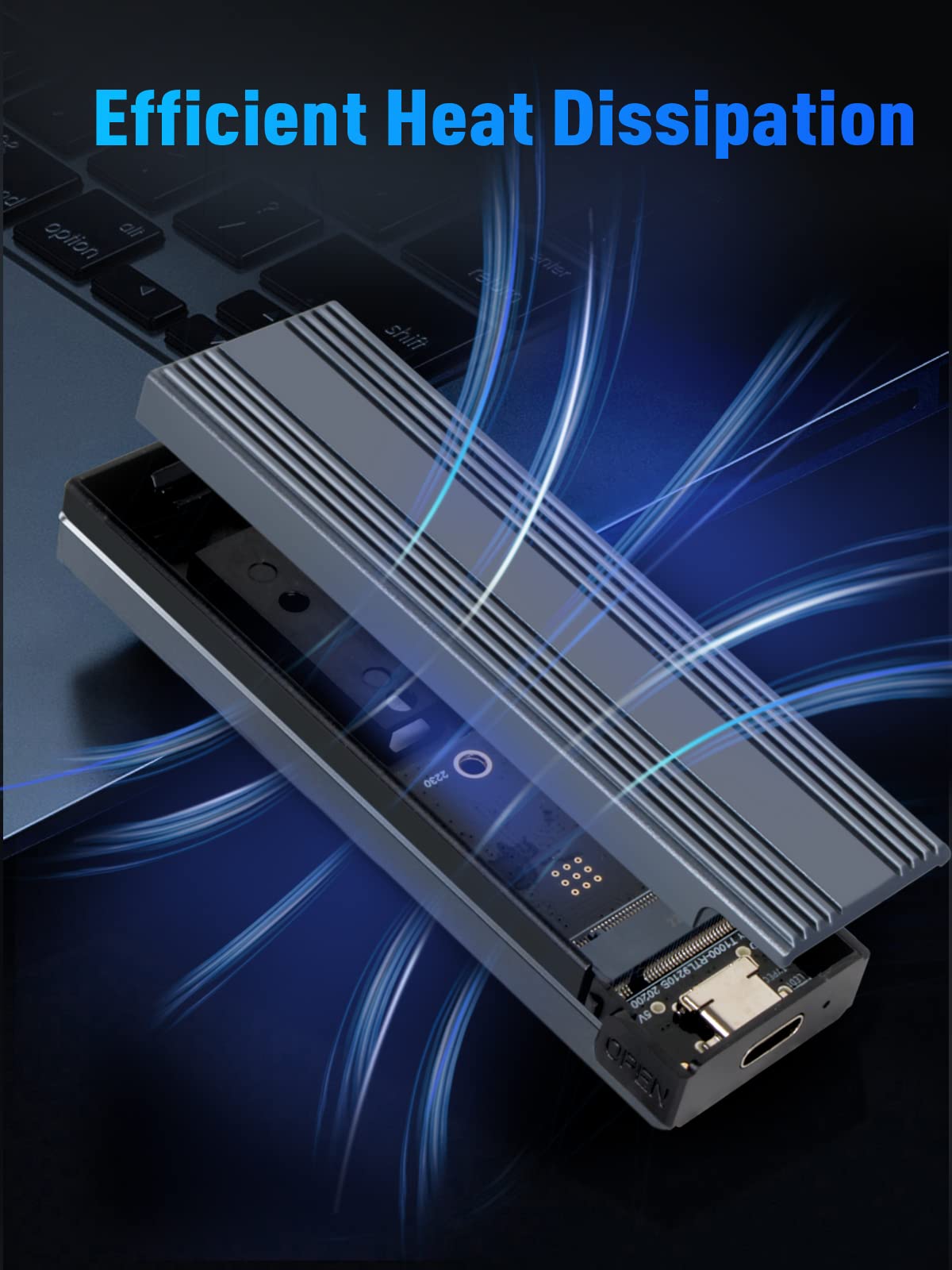 V VCOM M.2 NVMe SSD Enclosure,USB C External Adapter, USB 3.2 Gen2 (10Gbps) with UASP, Trim Support - M-Key(B+M Key) for 2230/2242/2260/2280 SSDs