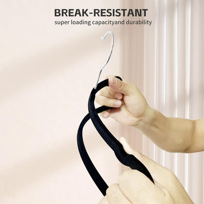 Velvet Hangers Non Slip - 20 Pack Pants Hangers for Closet - Thin Space Saving Clothes Hanger - Strong, Durable, Jean Perchas with 360 Degree Rotatable Hook for Tank Top (Black Silver Hook)