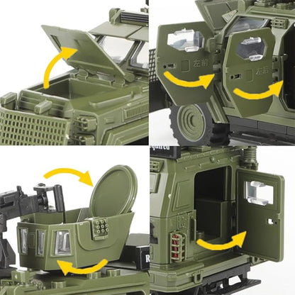 4 in 1 Armored Vehicle Building Block Military Vehicle Building Brick Toys Army Car Model Toys Gifts for Boys Age 8-12 (Green)