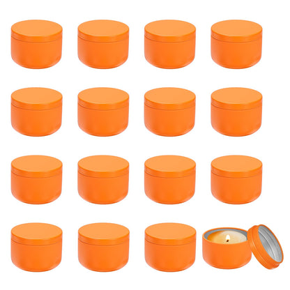 MECCANIXITY 3oz Candle Tins, 16pcs Metal Candle Tins Jars with Lids Round Empty Tin Can Containers Bulk for Storage Tea and Making DIY Arts Crafts Christmas Gifts, Orange