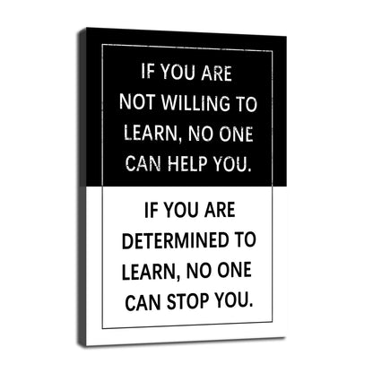 Determined to Learn Inspirational Wall Art Entrepreneur Quote Positive Motivational Poster Canvas Painting Prints Wall Pictures for Living Room Office Home Decor Framed Artwork [12''W x 18''H]