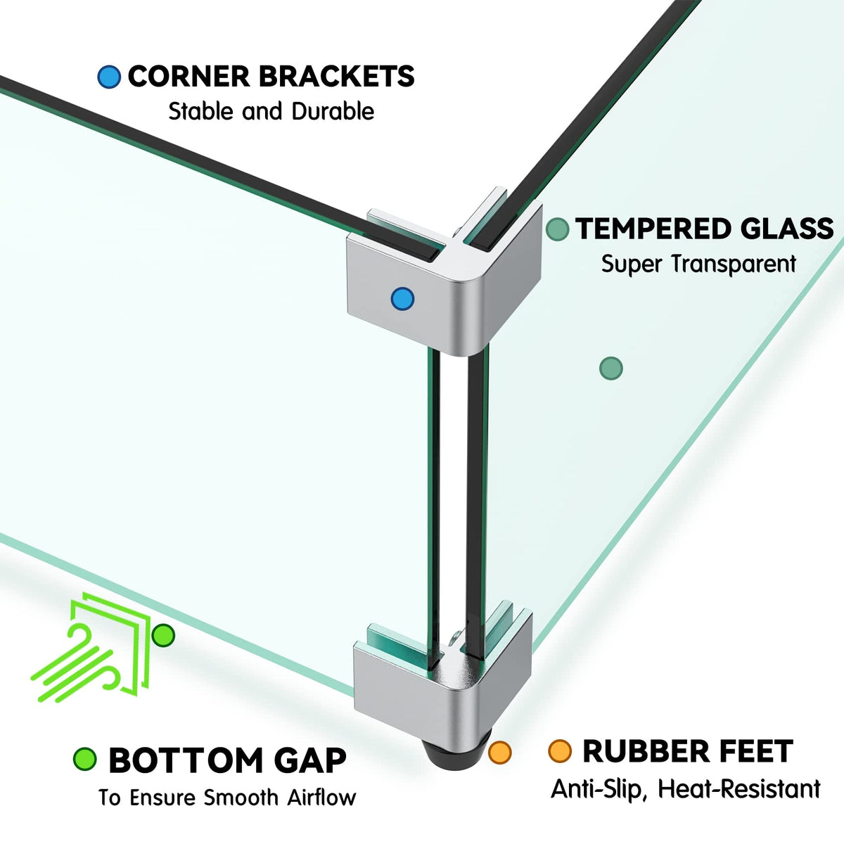 Skyflame 42" X 18" Rectangular Fire Pit Glass Wind Guard Replacement for Outdoor