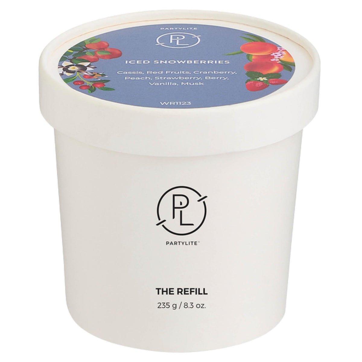 PartyLite Iced Snowberries Scented Candle Refill, Notes of Apple, Cranberry, Peach, Strawberry, Vanilla & Musk,10oz 1-Wick Aromatherapy, Upto 40 Hours of Luxury Fragrance, Sustainable Premium Soy Wax