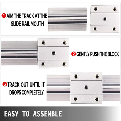 Mssoomm Linear Rail Shaft Guide and Linear Bearing Slide Block, 2Pcs SBR16-39.37 inch / 1000mm Rails +4Pcs SBR16UU Blocks with End Stops to Choose for CNC Router Machine and 3D Printer