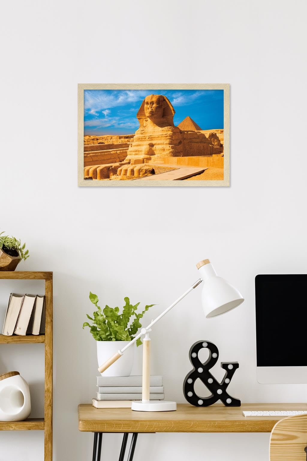 The Great Sphinx Of Giza Wall Poster, 22.4L" x 14.7W", Blonde Framed Version