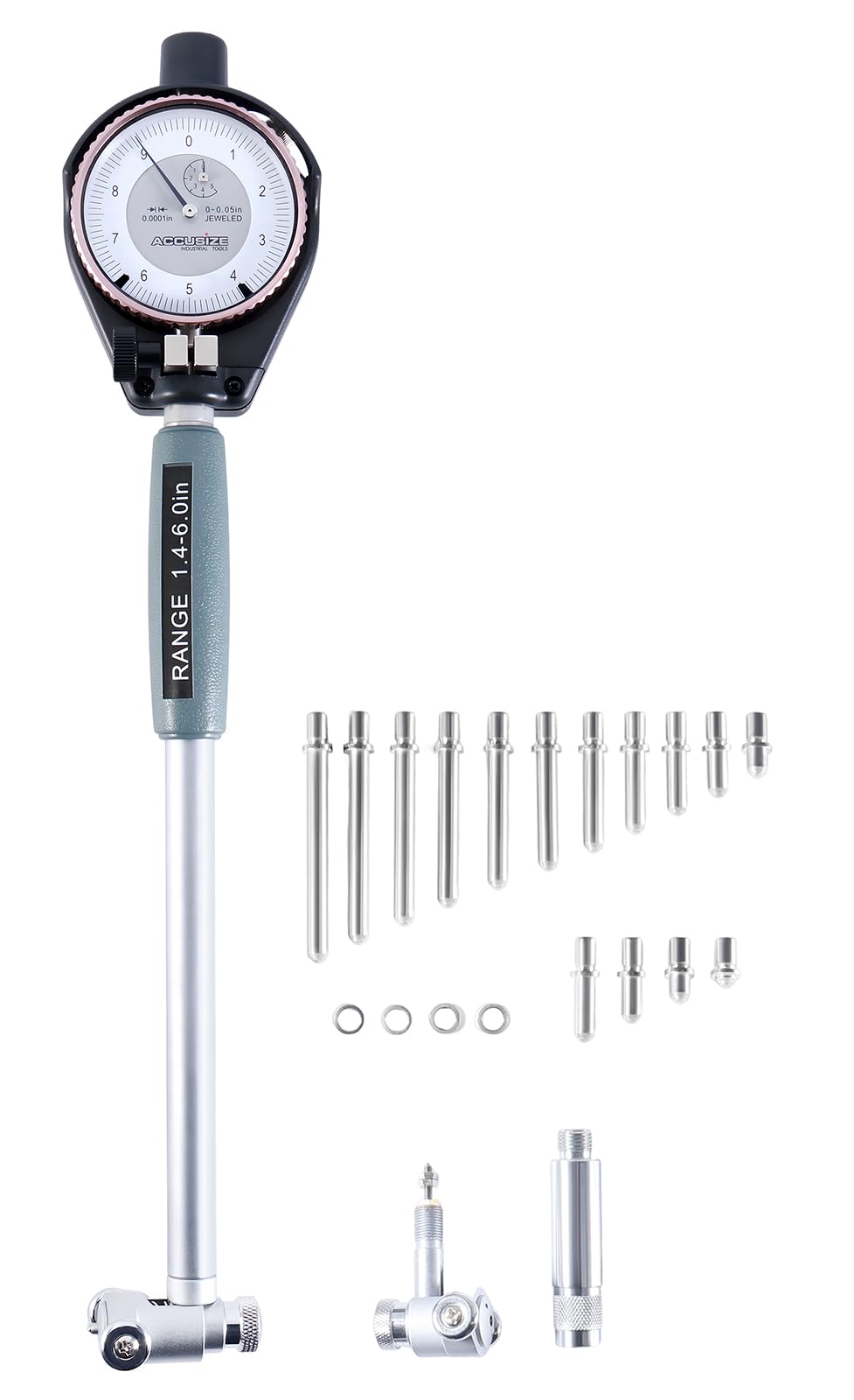 Accusize Industrial Tools Dial Bore Gauge Set, 1.4-6 inch Measuring Range, 0.0001'' Graduation Interval, EE20-2416