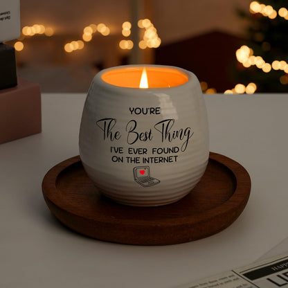 Gifts for Her Girlfriend Wife, Girlfriend Birthday Gifts, 10 Oz Handmade Ceramic Lavender Scented Candle, Valentines Anniversary Christmas Gift for Her Gilrfriend, Romantic Candles