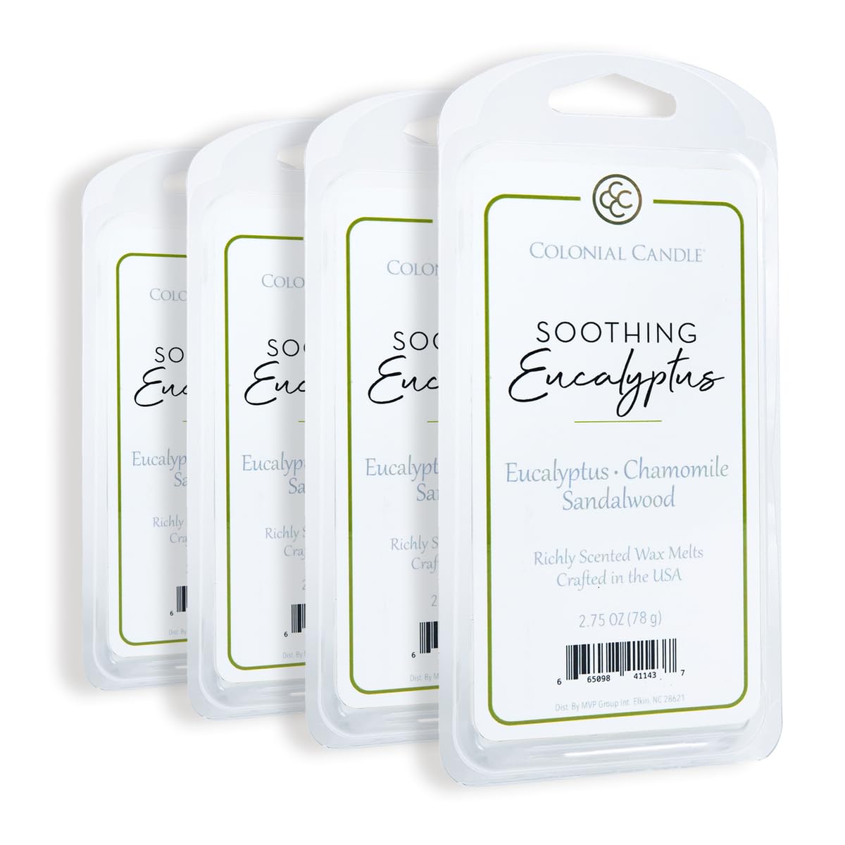 Colonial Candle Soothing Eucalyptus Wax Melts, Wax Melt Warmer Cubes, Long Lasting Scented Wax Warmer Cubes, 4 Pack, 6 Cubes Each - Made in The USA