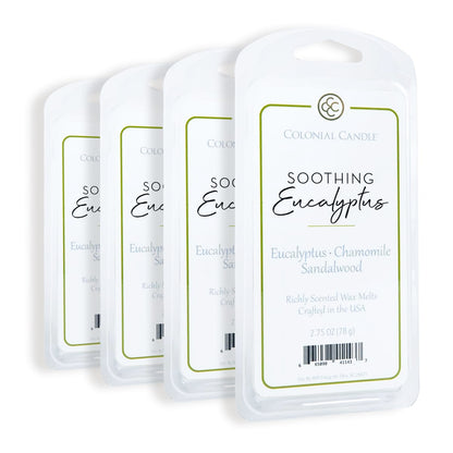 Colonial Candle Soothing Eucalyptus Wax Melts, Wax Melt Warmer Cubes, Long Lasting Scented Wax Warmer Cubes, 4 Pack, 6 Cubes Each - Made in The USA