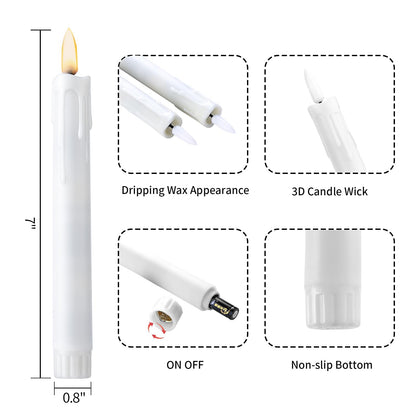 YBU Flameless Taper Candles with Remote 7 Inches Led Candle Sticks with Flickering Light Timer Dimmer Battery Operated Window Candles for Halloween Christmas Decoration 6 Pcs, White