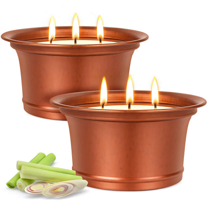 Citronella Candles Outdoor, 2 Pack Large Citronella Candles, Three Wick Lemongrass Candle Set, Natural Soy Wax Candle, Long Burning Outdoor Candle for Patio Garden Camping Indoor Home Decor