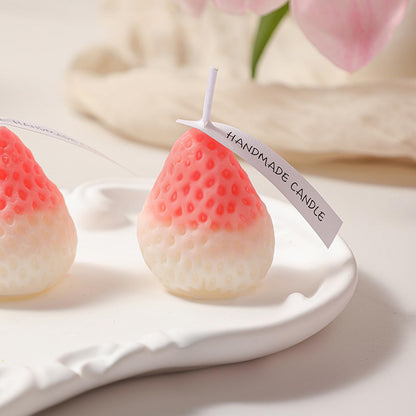 Strawberry Shaped Scented Candle,4PACK 75G Fruit Aroma Soy Wax Decorative Candle for Table Photo Prop Birthday Gift,Prefect for Meditation Stress Relief Mood Boosting Bath Yoga (Pink&White)
