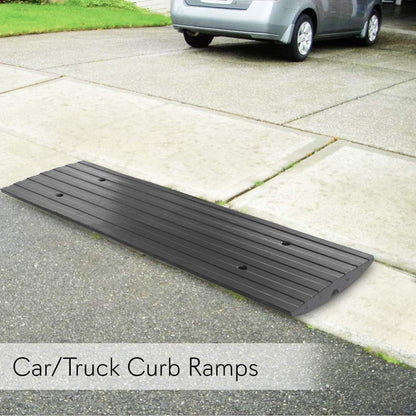 Pyle Car Driveway Adjustable Curb Ramps - 3 Pack Heavy Duty Rubber Threshold Ramp Kit Set -For Loading Dock, Garage, Sidewalk, Truck, Scooter, Bike, Motorcycle & Wheelchair Mobility- PCRBDR23