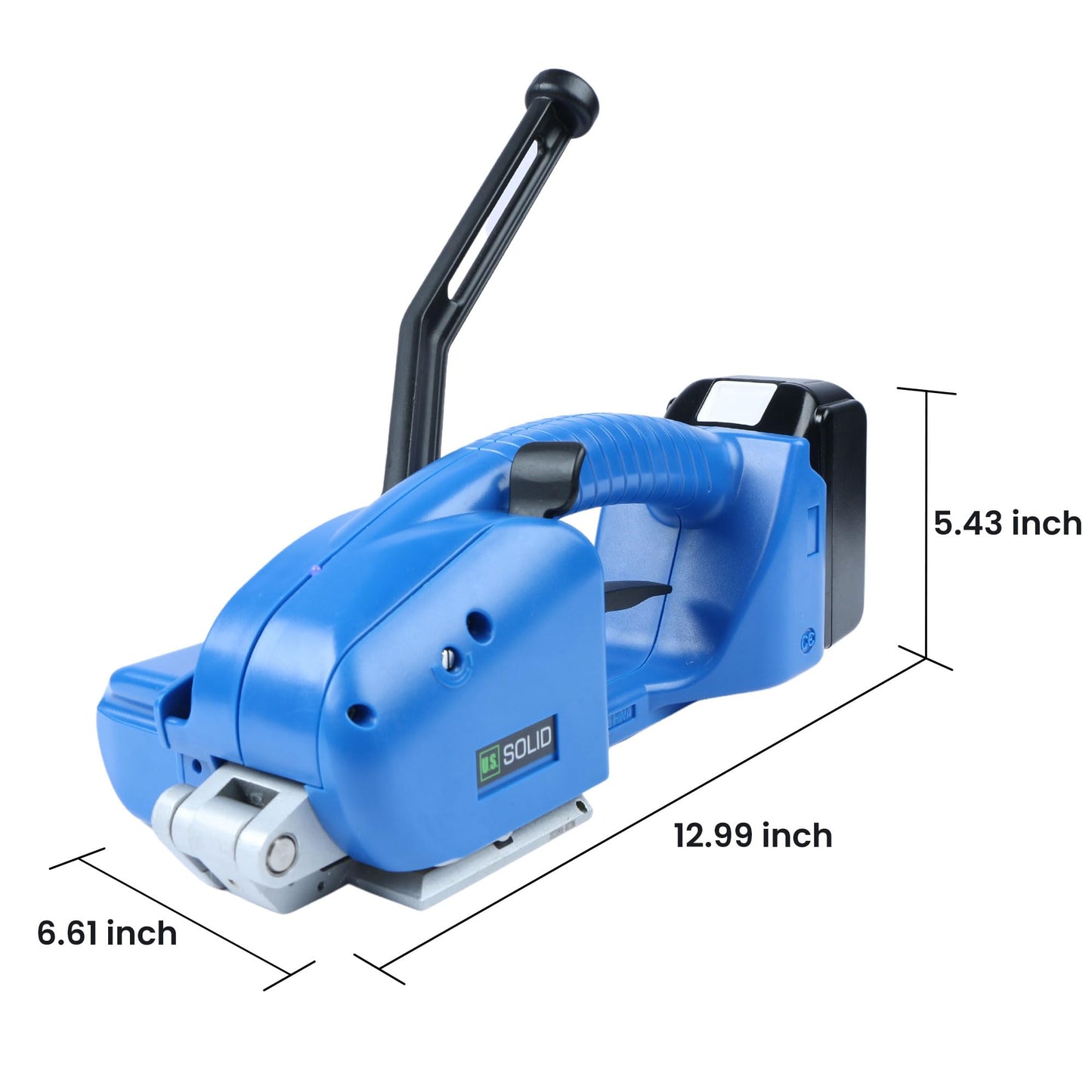 U.S. Solid Electric Strapping Machine, Handheld Semi-Automatic Banding Tool for 1/2"-5/8" PP&PET Straps, Adjustable Tension, 2x 3000mAh Rechargeable Batteries, Cordless Pallet Baler for Medium Package