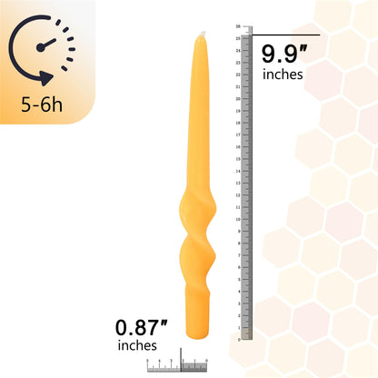 Gedengni Beeswax Taper Candle Dripless Candlesticks,10inch Natural Bees Wax Candles Spiral Tapered Candle for Home Meditation for Home Meditation Prayer Dinner Decor,2pcs 23D-BEE