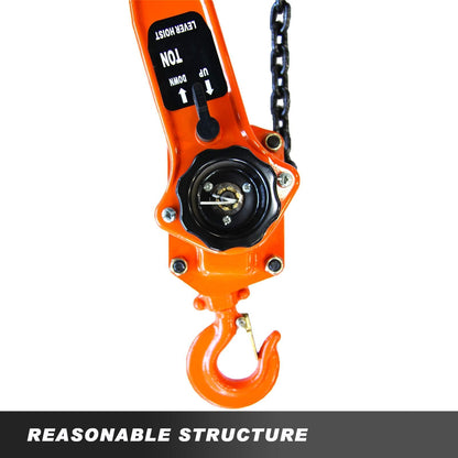 HONYTA Manual Lever Block Chain Hoist 3 Ton, 6000 lbs Chain Hoist Come Along 20 Ft (6 M),Chain Hoist With Hook for Warehouse Garages Construction Zones