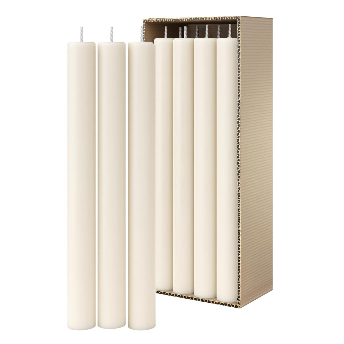 Simply Soson Ivory Flat Top Dinner Candles – Elegant 10-Inch Taper Candlesticks, Long-Lasting Unscented Wax, Dripless, Set of 8, for Household Dinner Parties, Events, and Home Decor, Cotton Wick