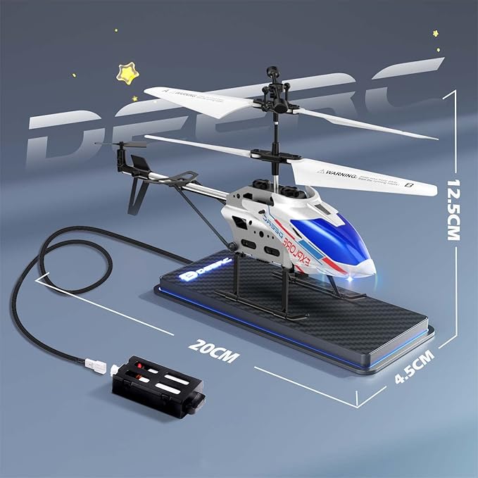 DEERC Remote Control Helicopter 3.5 CH Altitude Hold RC Helicopters w/Gyro for Beginner 2 Shells LED Light One Key Take Off/Landing 2.4GHz Aircraft Indoor Flying Toy for Kids Boys Girls