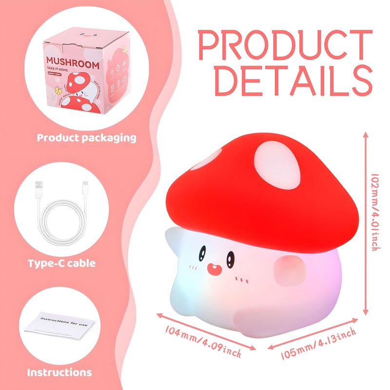 Daixinde Duck Night Light Silicone Squishy, Tap Control 2 Brightness, 50Hrs Battery Kids Nightlight, 30Min Auto Timer, Rechargeable Bedside Lamp for Toddlers, [Valentines Gifts]