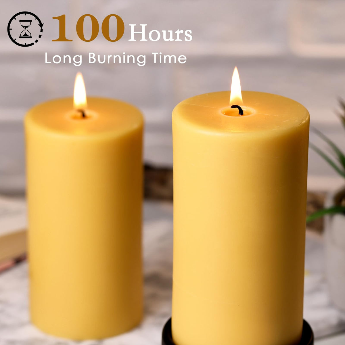 Natural Beeswax Candles Pillar 3x6 Inch, 4 Packs, Large Pure Beeswax Pillar Candles for Emergency Prayer Home Decor, 100 Hours Long Burning Time Bees Wax Candle for Relax, Smokeless & Dripless