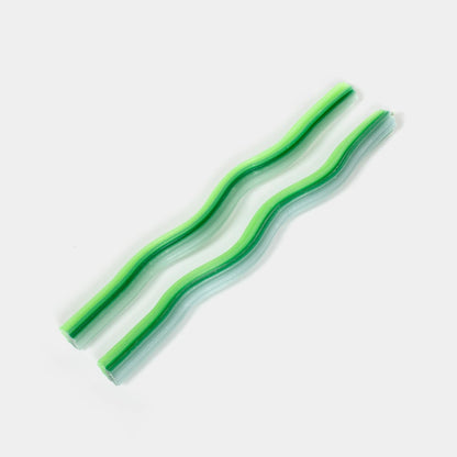 Wiggle Candles (2 Pack) - Joyful Dancing Design Taper Candlesticks | Bright Colors | 7/8” diam x 11” Length | Designed by Lex Pott | Made in USA (Triple Green)
