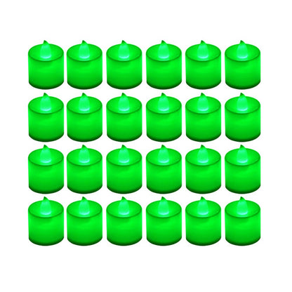 LANKER 24 Pack Flameless Led Tea Lights Candles, Flickering Green Battery Operated Electronic Fake Candles, Decorations for Party, Christmas, Halloween and Festival Celebration (Green)