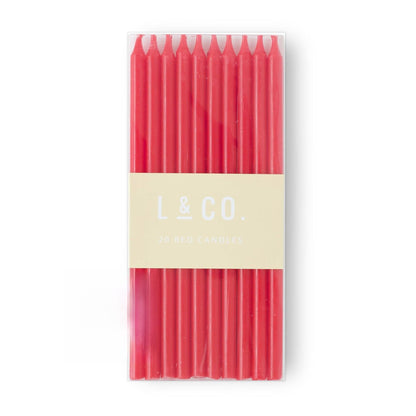 Sisterly Market 20 Count Tall Skinny Red Solid Birthday Cake Candles for Birthday Wedding Party Cakes Decorations