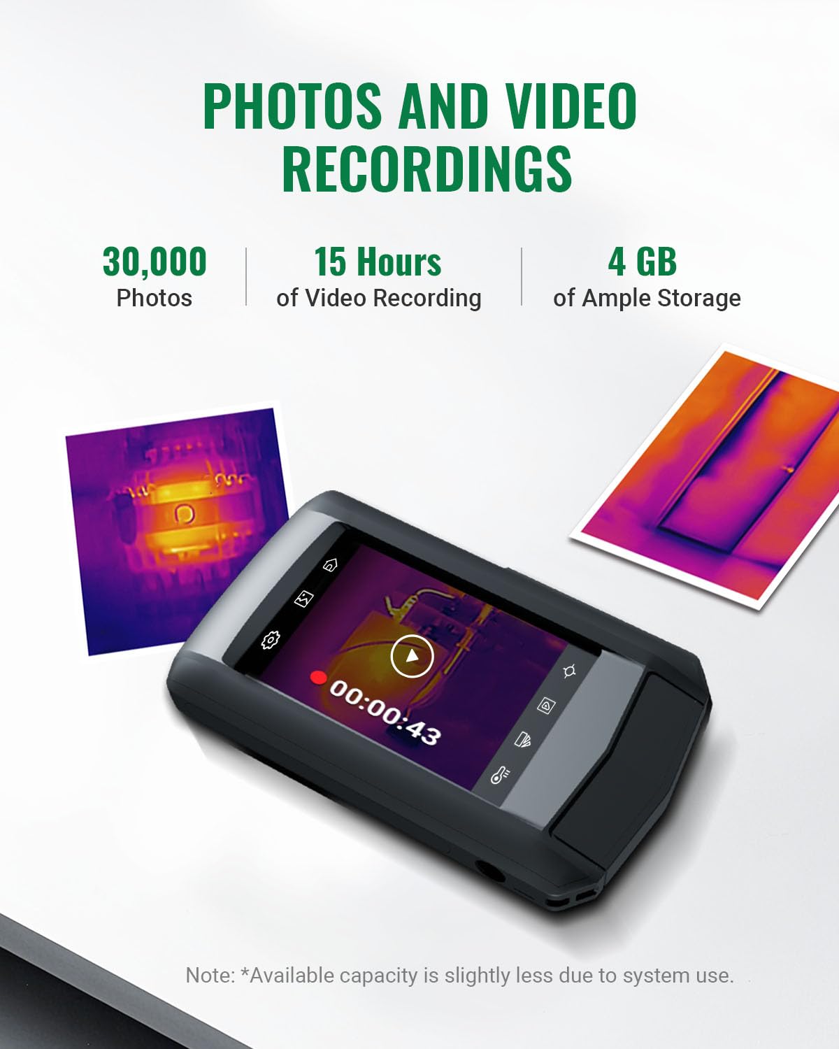 HP96 Thermal Imaging Camera,3.5" Touch Screen Thermal Camera with Visual Camera, Intelligent Scene Detection, 240 x 240 Super Resolution, 96 x 96 IR Resolution, 25 Hz Video Recording, -4°F to 662°F