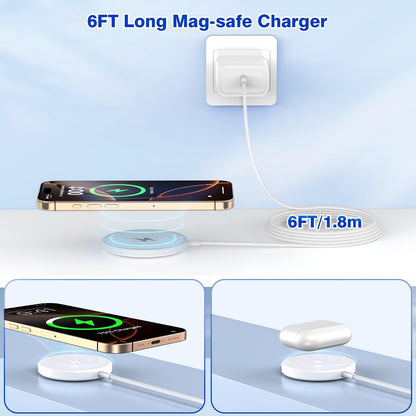 [Apple MFi Certified]Magnetic Wireless Charger Apple Mag Safe Charger,15W 6FT Fast Wireless Charging Pad for Apple iPhone 16 Pro Max/16 Pro/16 Plus/15 Pro Max/14/13/12/AirPods3/2/Pro/Pro2,Charging Pad