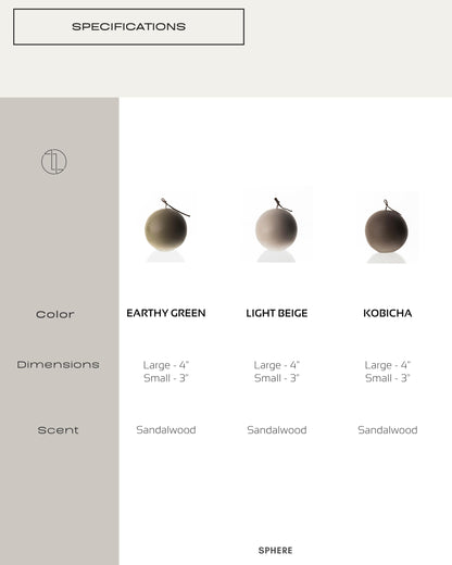 LAWA Sphere Candle - Beautiful Handmade Pillar Soy Wax Elegant Aesthetic Candle Housewarming Gift Home Room Shelf Decor Idea (Light Beige, Set of 2)