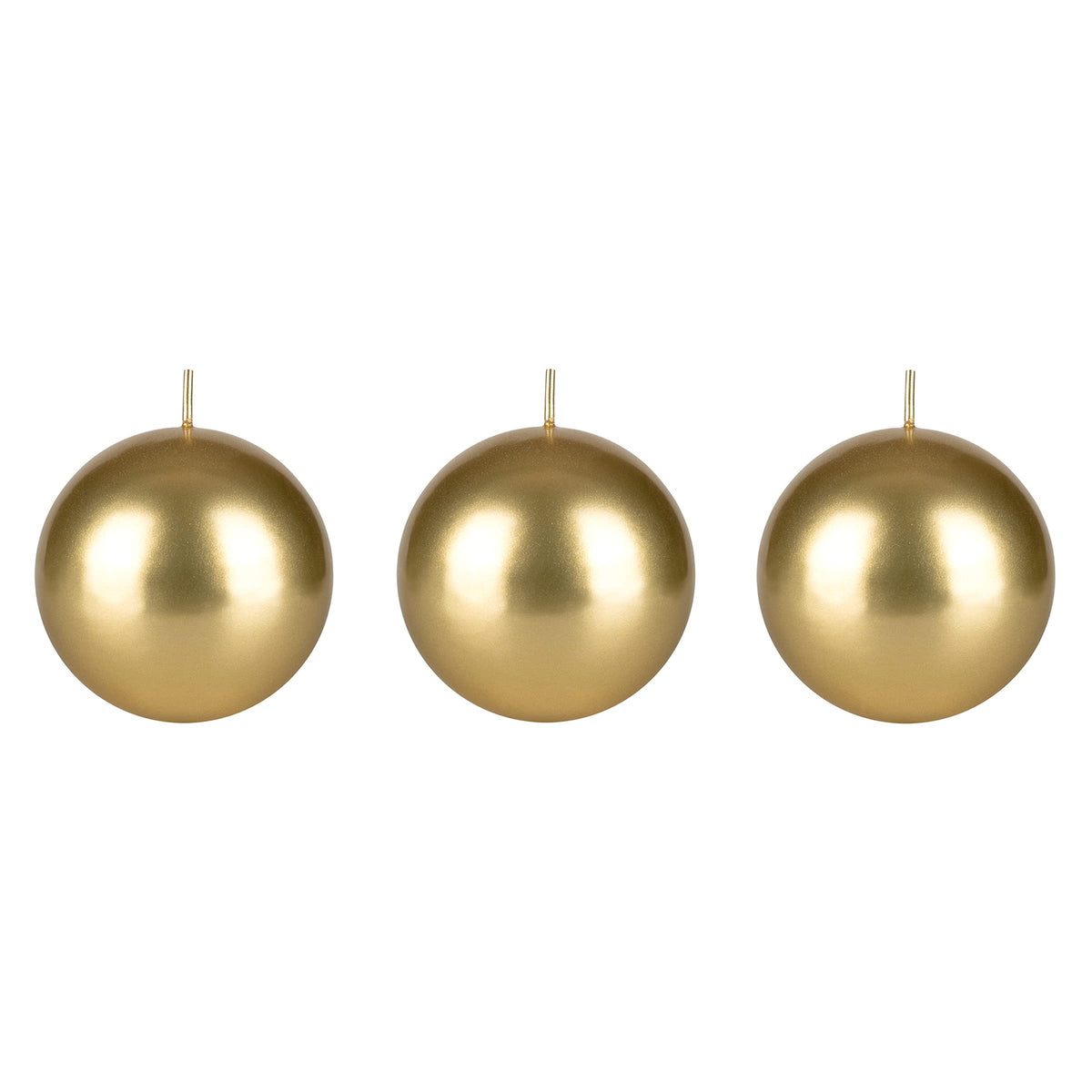 Mega Candles 3 pcs Unscented Gold Ball Round Candles, Hand Poured Premium Wax Candle 3 Inch x 3 Inch, Home Décor, Wedding Receptions, Occasions, Events, Festivities, Meditations, Relaxation