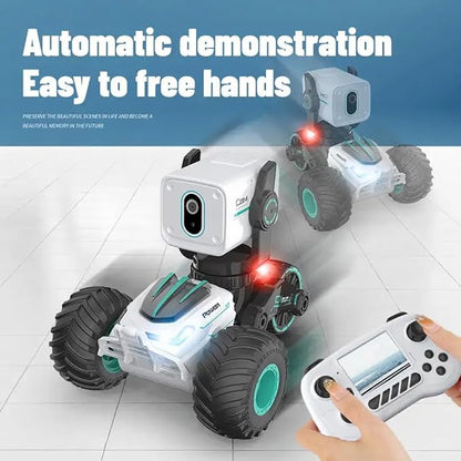 RC Car with Camera RC Stunt Car with 720P HD FPV Camera 2-Way Talk 360° Spins &amp LED Lights App Control RC Truck Adjustable Camera2 Rechargeable Batteries (60 Mins Play) Gift for Kids &amp A