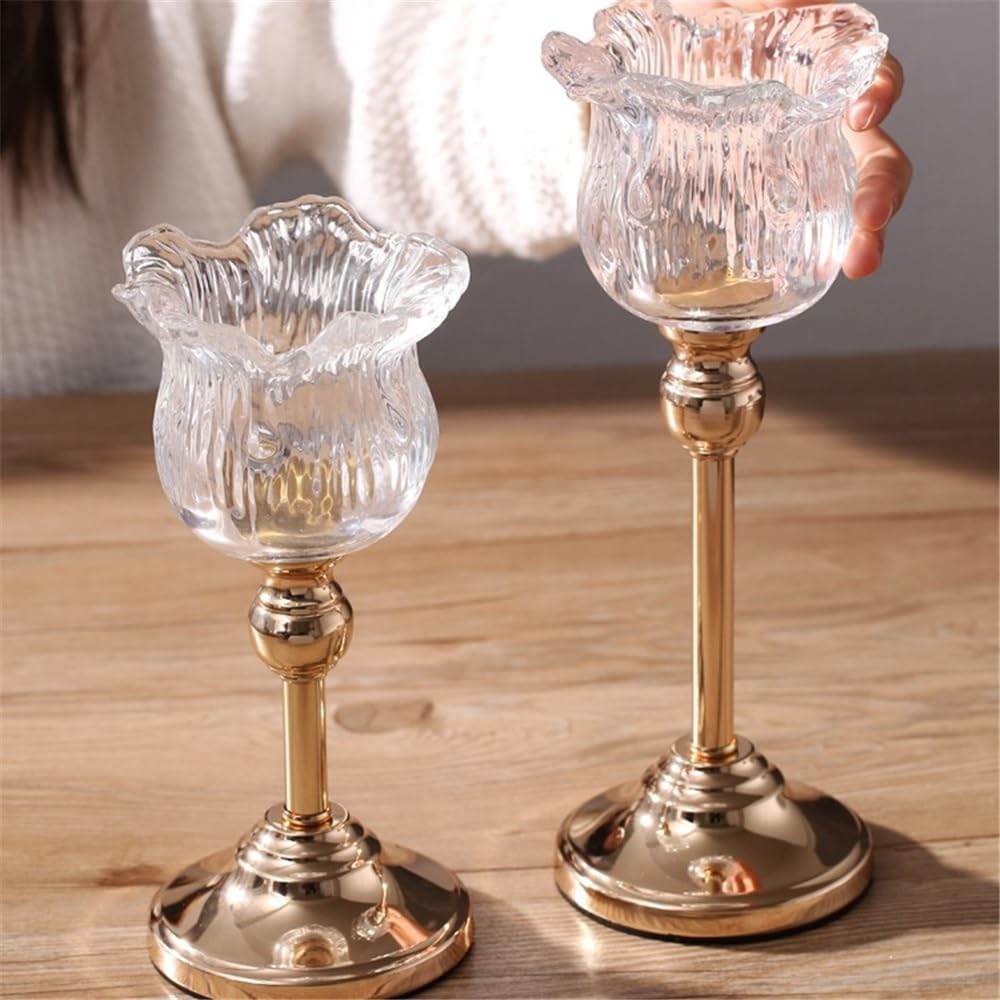 cfycfy987 Candelabra European Crystal Glass Tall Candle Holder Candlelight Dinner Table Decoration Home Furnishings Candle Sticks Holder(Large)