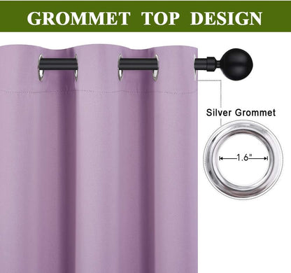 NICETOWN Blackout Curtains - Thermal Insulated Room Darkening Drapes for Living Room | Lilac, 2 PCs, W42 x L63 Inches