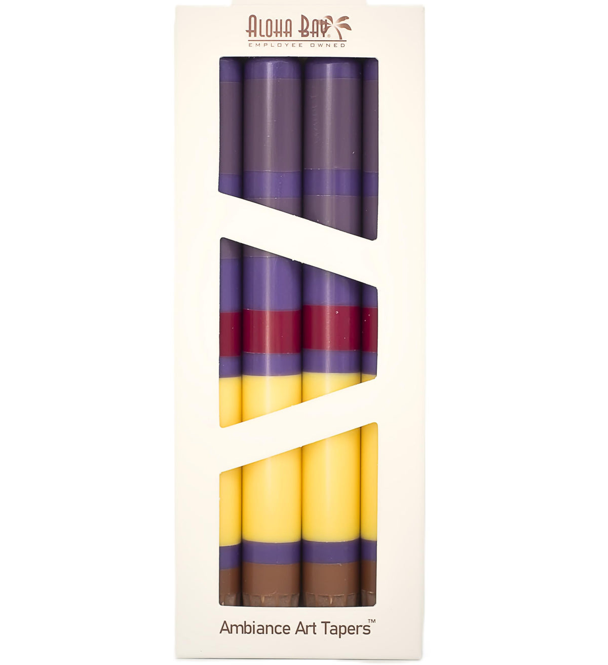 Aloha Bay Multi Color Taper Candle Provence – Coconut Wax, Dripless, Unscented, 9 Inches, Pure Cotton Wicks – Artful Design for Special Occasions | 4-Pack