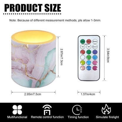 Cozeyat Sky Blue Marble Flameless Candles 4 Pack Battery Operated with Remote Control Timer LED Pillar Candles Waterproof for Indoor Outdoor Home Use