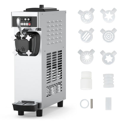Commercial Ice Cream Maker Machine for home, 4.7-5.8Gal/H Soft Serve Machine, 1200W Single Frozen Yogurt Ice Cream Mixing Machine with 7 L Hoppers &1.8 L Cylinders for Parties, Restaurants, Snack Bars