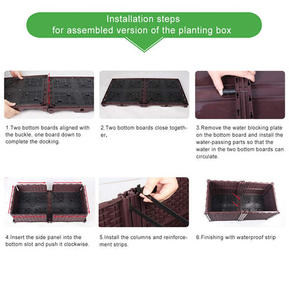 BAOYOUNI Rectangular Raised Garden Bed Kit Indoor Outdoor Plastic Planter Grow Box for Fresh Vegetables, Herbs, Flowers & Succulents, Brown, 46.06'' x 15.35'' x 14.96''